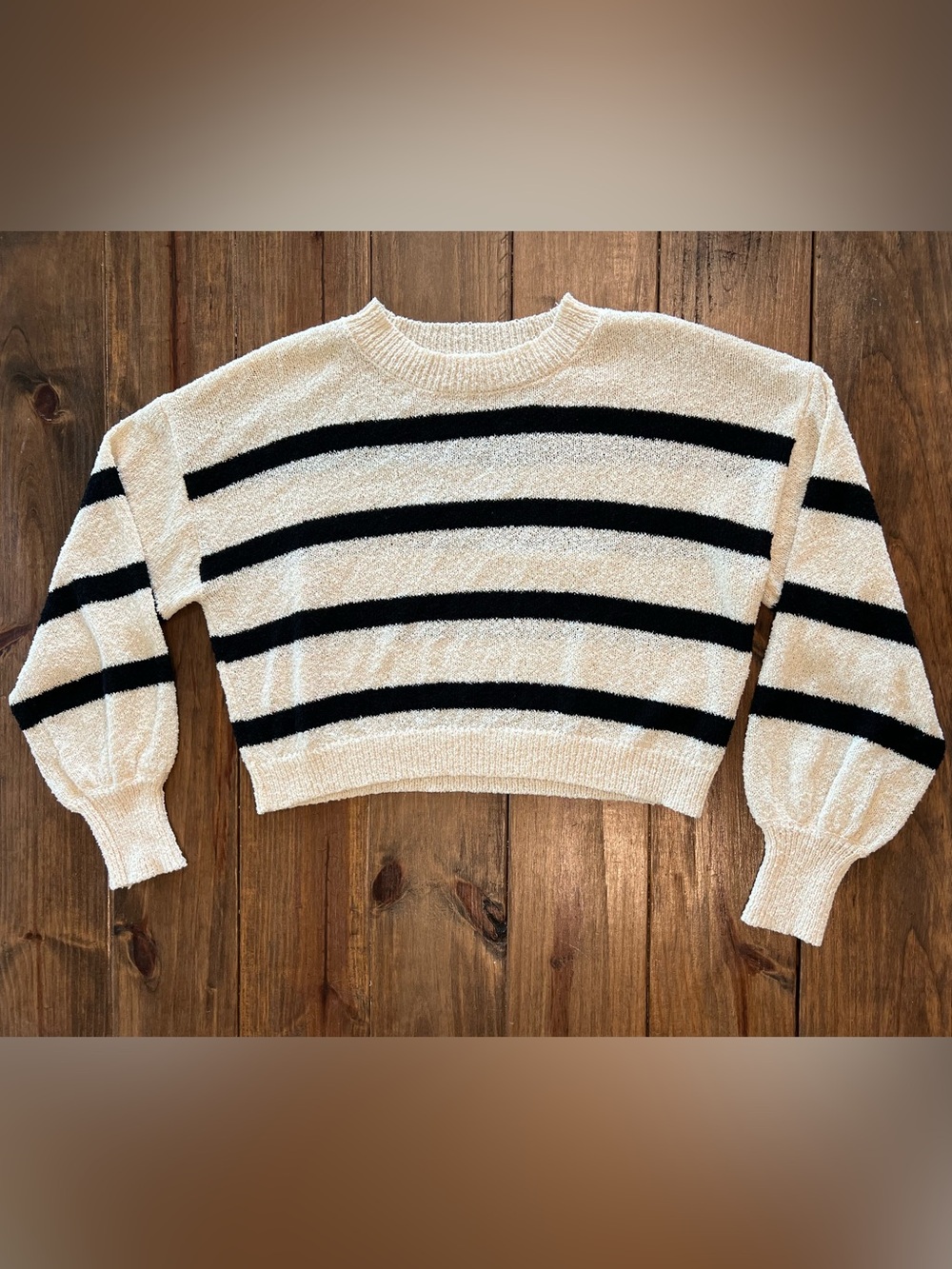 Cream and Black Striped Sweater